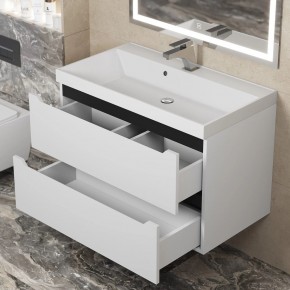 Тумба под раковину Uperwood Tanos 80 см, подвесная, белая/графит в Урае - uray.ok-mebel.com | фото 9