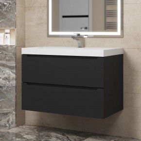 Тумба под раковину Uperwood Tanos 80 см, подвесная, черная матовая в Урае - uray.ok-mebel.com | фото