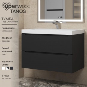 Тумба под раковину Uperwood Tanos 80 см, подвесная, черная матовая в Урае - uray.ok-mebel.com | фото 3