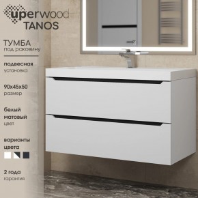 Тумба под раковину Uperwood Tanos 90 см, подвесная, белая/графит в Урае - uray.ok-mebel.com | фото 3
