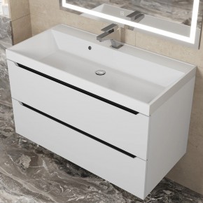 Тумба под раковину Uperwood Tanos 90 см, подвесная, белая/графит в Урае - uray.ok-mebel.com | фото 9