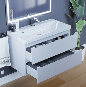 Тумба под раковину Uperwood Tanos 90 см, подвесная, белая матовая в Урае - uray.ok-mebel.com | фото 4