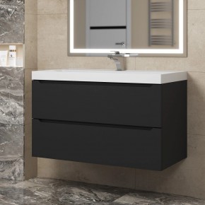 Тумба под раковину Uperwood Tanos 90 см, подвесная, черная матовая в Урае - uray.ok-mebel.com | фото