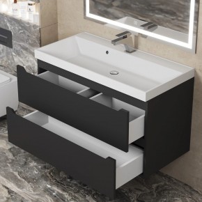 Тумба под раковину Uperwood Tanos 90 см, подвесная, черная матовая в Урае - uray.ok-mebel.com | фото 10