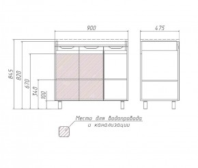 Тумба под умывальник Andrea 90 3D без ящика Домино (D37005T) в Урае - uray.ok-mebel.com | фото 2