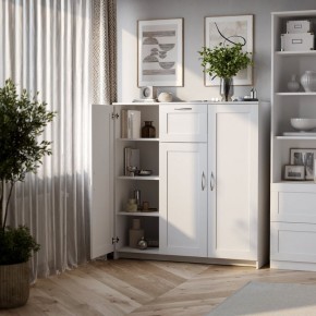 Тумба СИРИУС трехдверная с одним ящиком, цвет белый в Урае - uray.ok-mebel.com | фото 4
