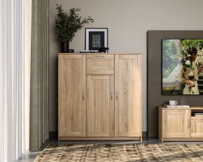 Тумба СИРИУС трехдверная с одним ящиком, цвет Дуб Сонома в Урае - uray.ok-mebel.com | фото 4