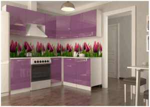 Кухонный гарнитур угловой Волна 2100 (фиолетовый металлик) в Урае - uray.ok-mebel.com | фото 1